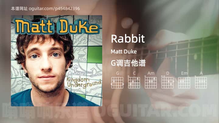 《Rabbit》吉他谱,简单G调弹唱教学,原版Matt Duke歌曲,4张六线指弹简谱图
